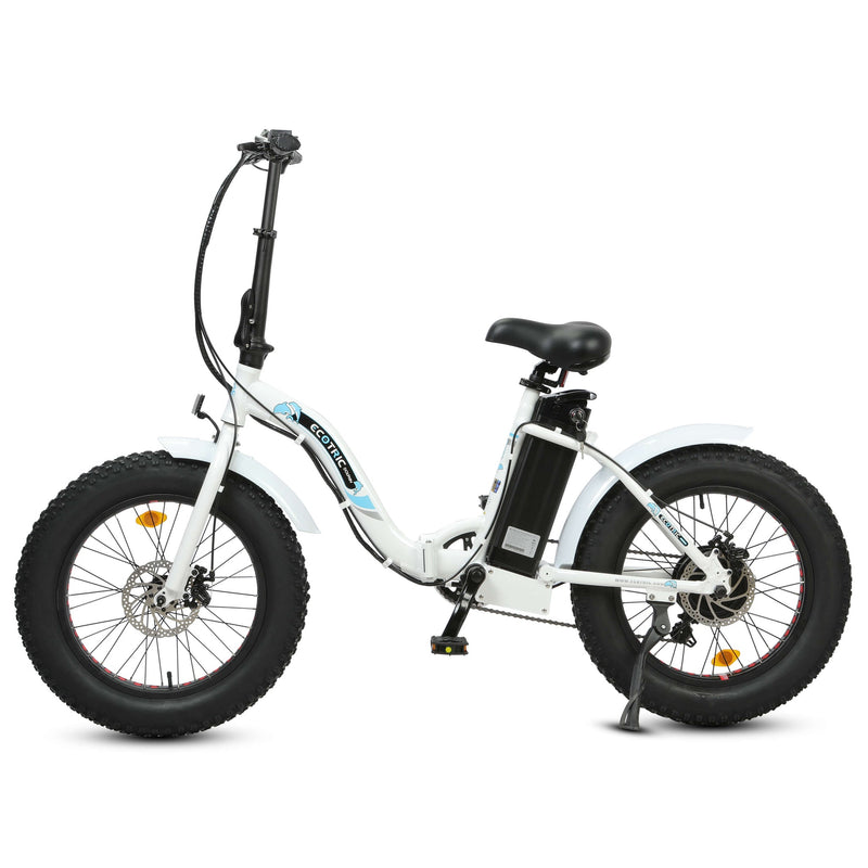 UL Certified-Ecotric 20inch White Portable and Folding Fat Bike Model Dolphin