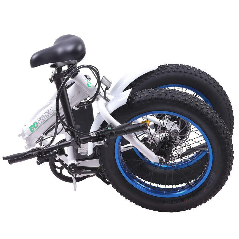 UL Certified-Ecotric Fat Tire Portable and Folding Electric Bike-White and Blue