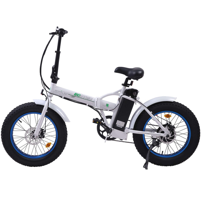 UL Certified-Ecotric Fat Tire Portable and Folding Electric Bike-White and Blue