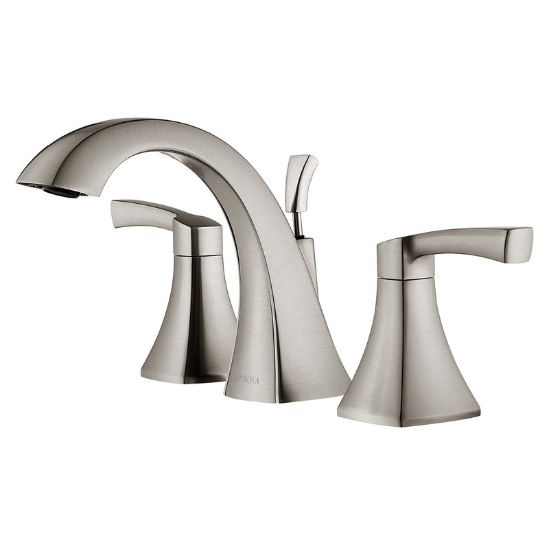 Vinnova Abbie Two-Handle 8-Inch Widespread Bathroom Faucet Brushed Nickel Finish Side View