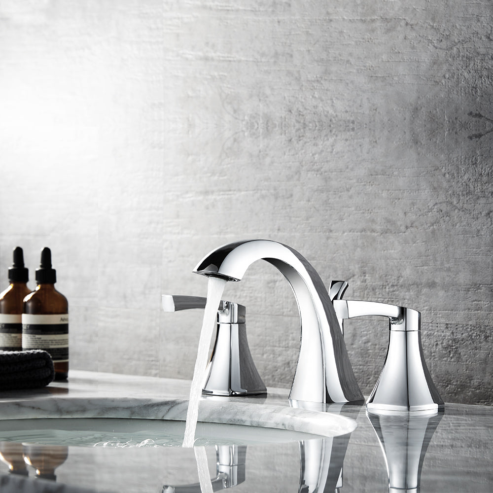 Vinnova Abbie Two-Handle 8-Inch Widespread Bathroom Faucet Polished Chrome Finish with Basin