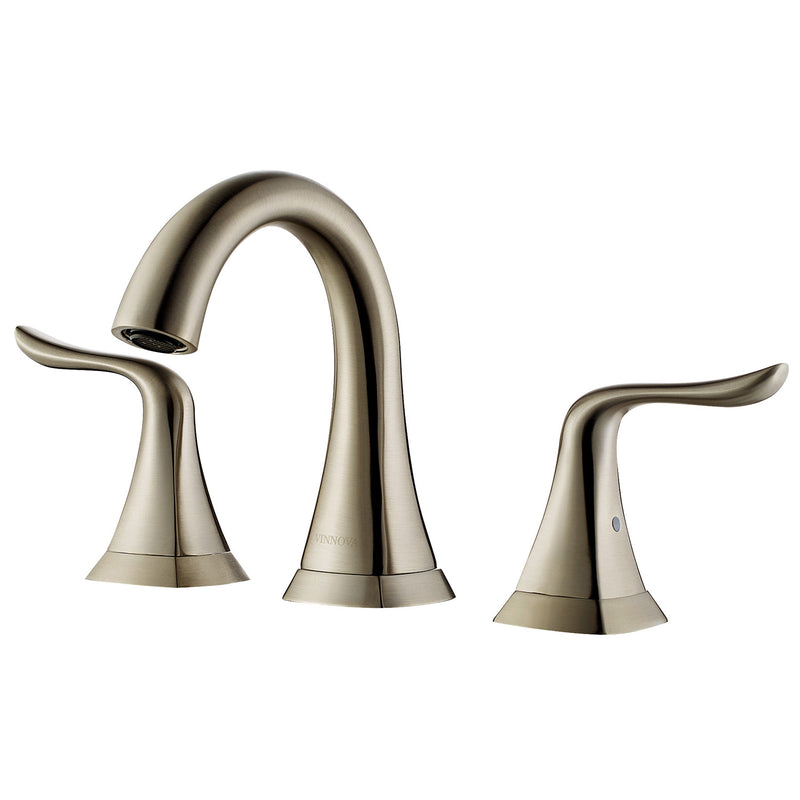 Vinnova Beverly Two-Handle 8-Inch Widespread Bathroom Fauce Brushed Nickel Finish Front View