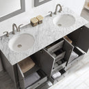 Vinnova Gela 60" Double Vanity with Carrara White Marble Countertop - with Mirror