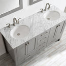Vinnova Gela 60" Double Vanity with Carrara White Marble Countertop - with Mirror