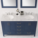 Vinnova Gela 60" Double Vanity with Carrara White Marble Countertop - with Mirror