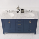 Vinnova Gela 60" Double Vanity with Carrara White Marble Countertop - without Mirror