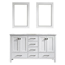 Vinnova Gela 60" Double Vanity with Carrara White Marble Countertop - with Mirror
