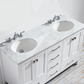 Vinnova Gela 60" Double Vanity with Carrara White Marble Countertop - without Mirror