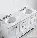Vinnova Gela 60" Double Vanity with Carrara White Marble Countertop - without Mirror