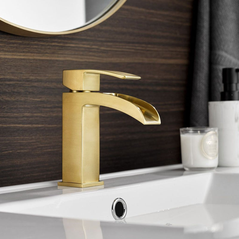 Vinnova Liberty Single-Handle Basin Bathroom Faucet Brushed Gold Finish