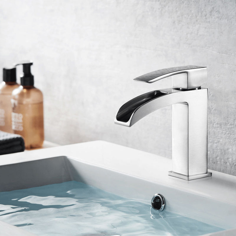 Vinnova Liberty Single-Handle Basin Bathroom Faucet Satin Nickel Finish with Basin