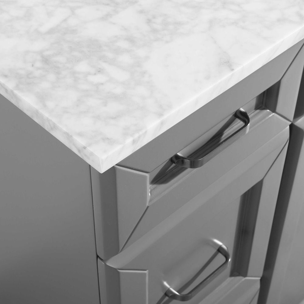 Vinnova Naples 72" Vanity Set with Carrara White Marble Countertop Close View