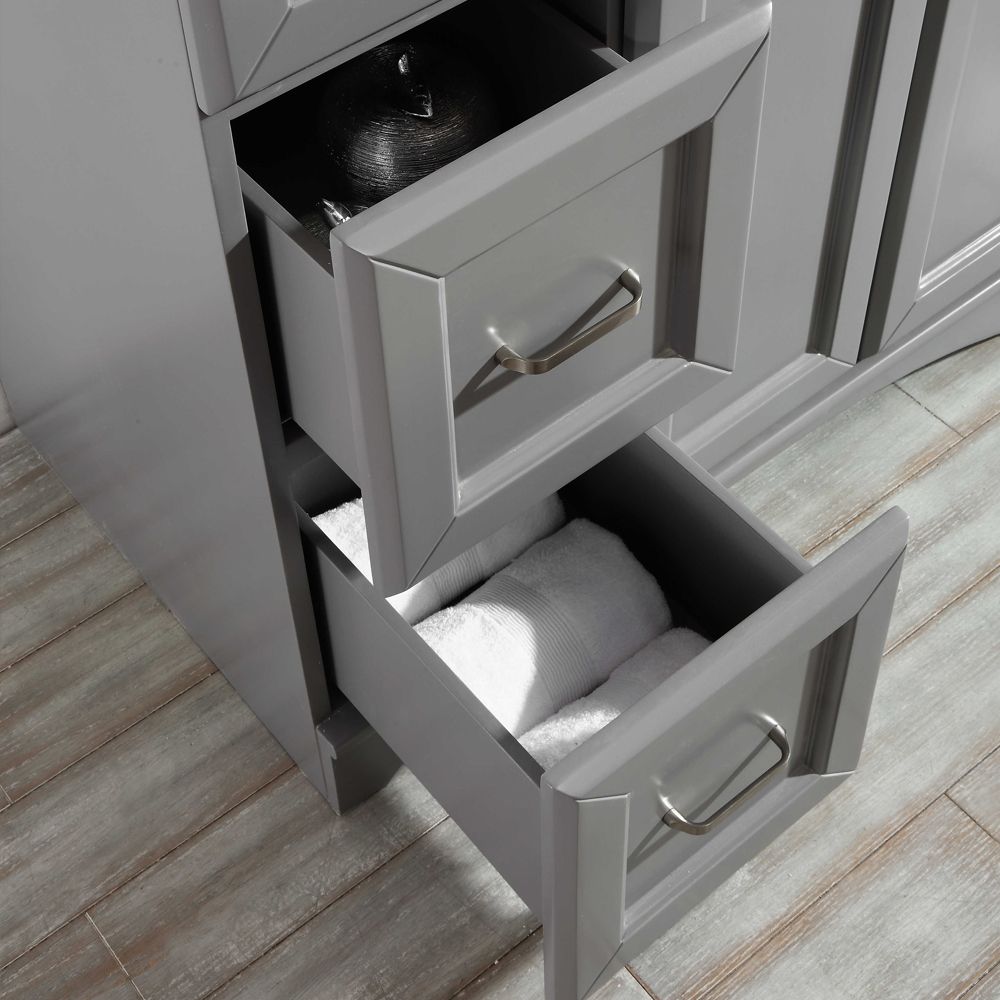 Vinnova Naples 72" Vanity Set in Grey Drawer View