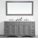 Vinnova Naples 72" Vanity Set in Grey with Carrara White Marble Countertop with Mirror
