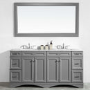 Vinnova Naples 72" Vanity Set in Grey with Carrara White Marble Countertop with Mirror