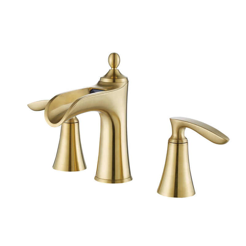Vinnova Ukiah Two Handle 8 Inch Widespread Bathroom Faucet Brushed Gold Finish