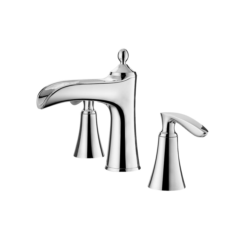 Vinnova Ukiah Two Handle 8 Inch Widespread Bathroom Faucet Polished Chrome Finish Side View
